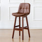 Modern Armless Backrest Counter Stool Wood Milk Tea Shop Bar Stool with Leather Cushion Brown Brown 1 Piece Clearhalo 'Bar Furniture' 'Bar Stools' 'bar_stools' 'furn' 'furn_bar_stools' 'furniture_bar_stools' 'Kitchen & Dining Furniture' 'kitchen&dining_furn' 'kitchen' 'kitchen_furn' Furniture' 4639739