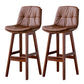 Modern Armless Backrest Counter Stool Wood Milk Tea Shop Bar Stool with Leather Cushion Brown Brown 2 Piece Set Clearhalo 'Bar Furniture' 'Bar Stools' 'bar_stools' 'furn' 'furn_bar_stools' 'furniture_bar_stools' 'Kitchen & Dining Furniture' 'kitchen&dining_furn' 'kitchen' 'kitchen_furn' Furniture' 4639740