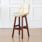 Modern Armless Backrest Counter Stool Wood Milk Tea Shop Bar Stool with Leather Cushion Off-White Brown 1 Piece Clearhalo 'Bar Furniture' 'Bar Stools' 'bar_stools' 'furn' 'furn_bar_stools' 'furniture_bar_stools' 'Kitchen & Dining Furniture' 'kitchen&dining_furn' 'kitchen' 'kitchen_furn' Furniture' 4639742