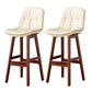 Modern Armless Backrest Counter Stool Wood Milk Tea Shop Bar Stool with Leather Cushion Off-White Brown 2 Piece Set Clearhalo 'Bar Furniture' 'Bar Stools' 'bar_stools' 'furn' 'furn_bar_stools' 'furniture_bar_stools' 'Kitchen & Dining Furniture' 'kitchen&dining_furn' 'kitchen' 'kitchen_furn' Furniture' 4639743