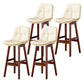 Modern Armless Backrest Counter Stool Wood Milk Tea Shop Bar Stool with Leather Cushion Off-White Brown 4 Piece Set Clearhalo 'Bar Furniture' 'Bar Stools' 'bar_stools' 'furn' 'furn_bar_stools' 'furniture_bar_stools' 'Kitchen & Dining Furniture' 'kitchen&dining_furn' 'kitchen' 'kitchen_furn' Furniture' 4639744
