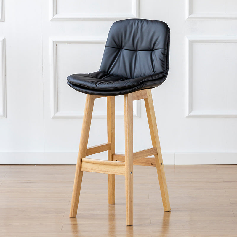 Modern Armless Backrest Counter Stool Wood Milk Tea Shop Bar Stool with Leather Cushion Black Natural 1 Piece Clearhalo 'Bar Furniture' 'Bar Stools' 'bar_stools' 'furn' 'furn_bar_stools' 'furniture_bar_stools' 'Kitchen & Dining Furniture' 'kitchen&dining_furn' 'kitchen' 'kitchen_furn' Furniture' 4639745