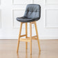 Modern Armless Backrest Counter Stool Wood Milk Tea Shop Bar Stool with Leather Cushion Dark Gray Natural 1 Piece Clearhalo 'Bar Furniture' 'Bar Stools' 'bar_stools' 'furn' 'furn_bar_stools' 'furniture_bar_stools' 'Kitchen & Dining Furniture' 'kitchen&dining_furn' 'kitchen' 'kitchen_furn' Furniture' 4639748