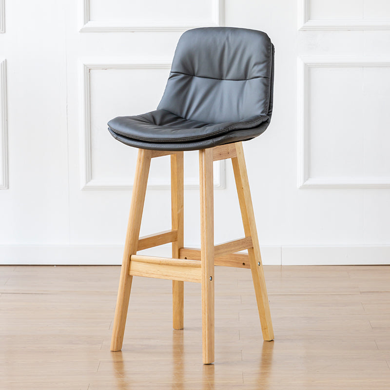 Modern Armless Backrest Counter Stool Wood Milk Tea Shop Bar Stool with Leather Cushion Dark Gray Natural 1 Piece Clearhalo 'Bar Furniture' 'Bar Stools' 'bar_stools' 'furn' 'furn_bar_stools' 'furniture_bar_stools' 'Kitchen & Dining Furniture' 'kitchen&dining_furn' 'kitchen' 'kitchen_furn' Furniture' 4639748