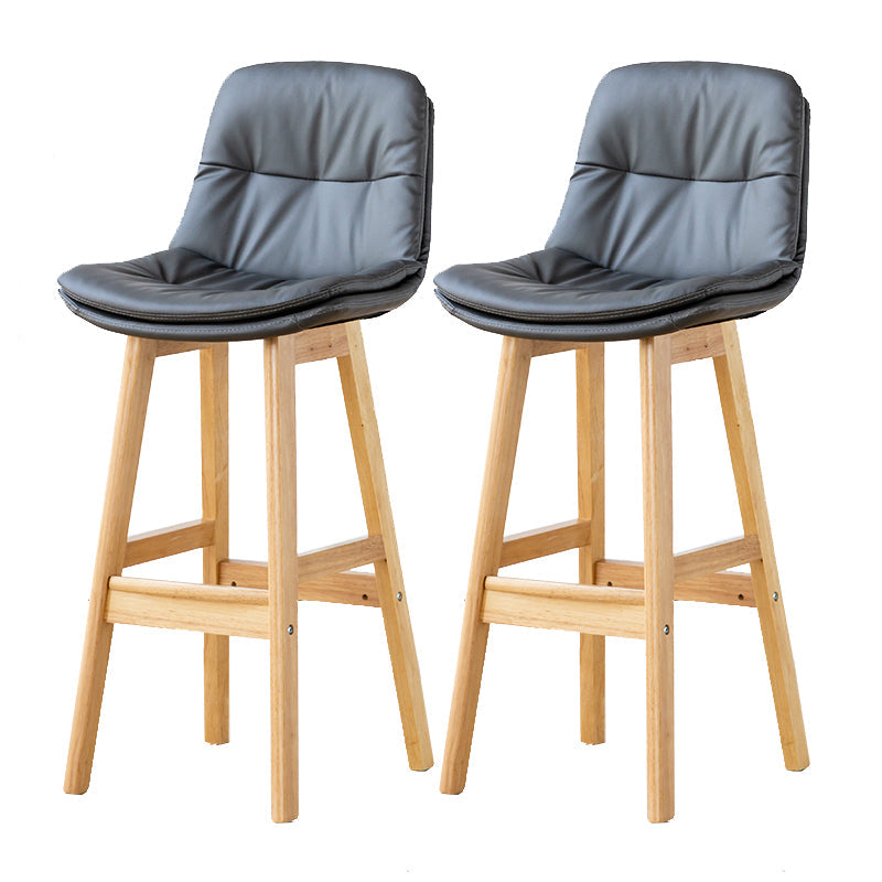Modern Armless Backrest Counter Stool Wood Milk Tea Shop Bar Stool with Leather Cushion Dark Gray Natural 2 Piece Set Clearhalo 'Bar Furniture' 'Bar Stools' 'bar_stools' 'furn' 'furn_bar_stools' 'furniture_bar_stools' 'Kitchen & Dining Furniture' 'kitchen&dining_furn' 'kitchen' 'kitchen_furn' Furniture' 4639749