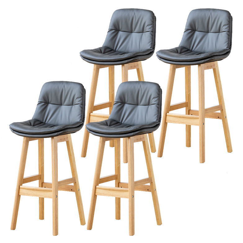 Modern Armless Backrest Counter Stool Wood Milk Tea Shop Bar Stool with Leather Cushion Dark Gray Natural 4 Piece Set Clearhalo 'Bar Furniture' 'Bar Stools' 'bar_stools' 'furn' 'furn_bar_stools' 'furniture_bar_stools' 'Kitchen & Dining Furniture' 'kitchen&dining_furn' 'kitchen' 'kitchen_furn' Furniture' 4639750