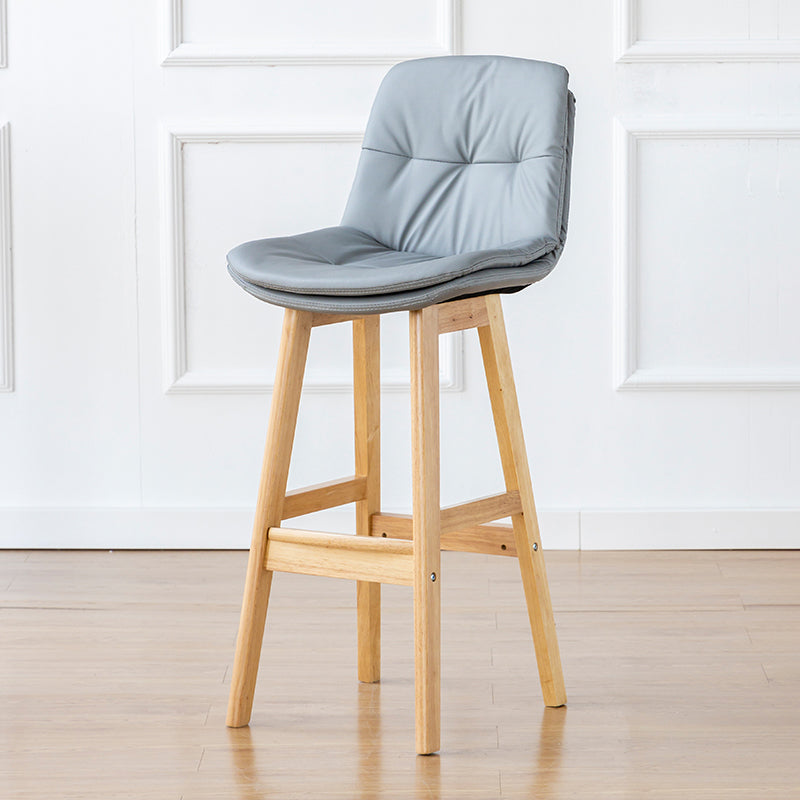 Modern Armless Backrest Counter Stool Wood Milk Tea Shop Bar Stool with Leather Cushion Light Gray Natural 1 Piece Clearhalo 'Bar Furniture' 'Bar Stools' 'bar_stools' 'furn' 'furn_bar_stools' 'furniture_bar_stools' 'Kitchen & Dining Furniture' 'kitchen&dining_furn' 'kitchen' 'kitchen_furn' Furniture' 4639751