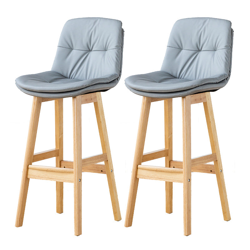 Modern Armless Backrest Counter Stool Wood Milk Tea Shop Bar Stool with Leather Cushion Light Gray Natural 2 Piece Set Clearhalo 'Bar Furniture' 'Bar Stools' 'bar_stools' 'furn' 'furn_bar_stools' 'furniture_bar_stools' 'Kitchen & Dining Furniture' 'kitchen&dining_furn' 'kitchen' 'kitchen_furn' Furniture' 4639752