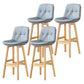 Modern Armless Backrest Counter Stool Wood Milk Tea Shop Bar Stool with Leather Cushion Light Gray Natural 4 Piece Set Clearhalo 'Bar Furniture' 'Bar Stools' 'bar_stools' 'furn' 'furn_bar_stools' 'furniture_bar_stools' 'Kitchen & Dining Furniture' 'kitchen&dining_furn' 'kitchen' 'kitchen_furn' Furniture' 4639753