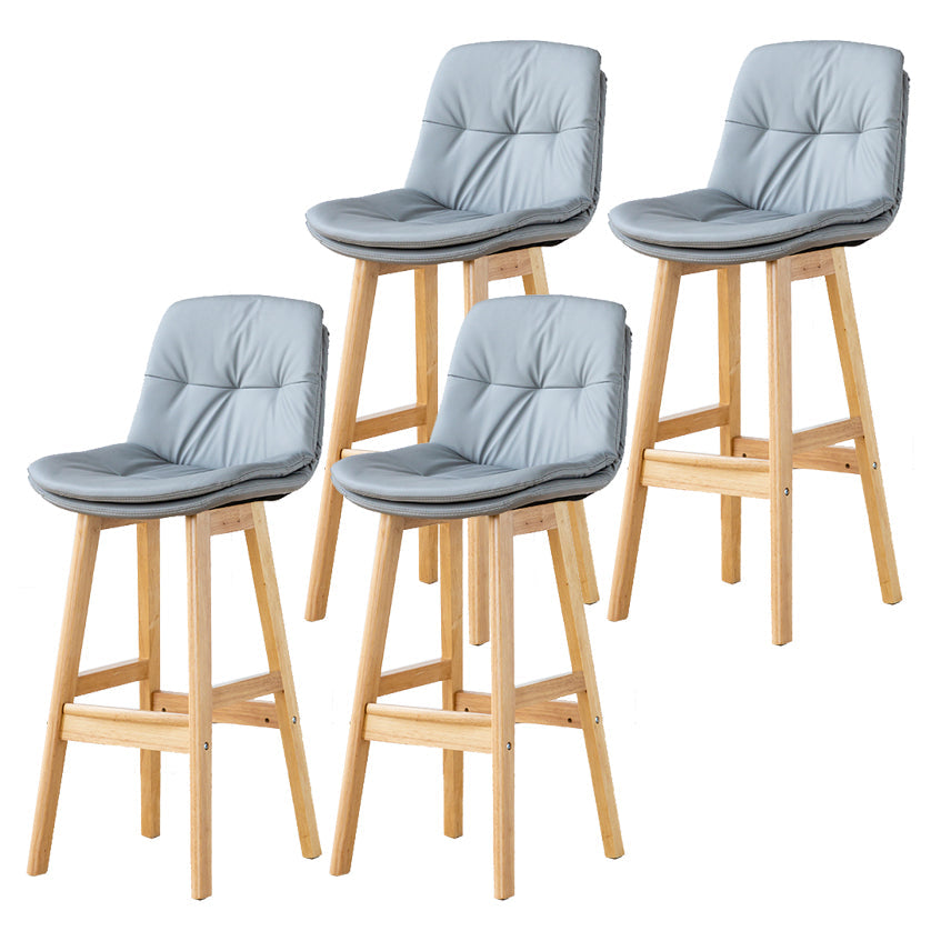 Modern Armless Backrest Counter Stool Wood Milk Tea Shop Bar Stool with Leather Cushion Light Gray Natural 4 Piece Set Clearhalo 'Bar Furniture' 'Bar Stools' 'bar_stools' 'furn' 'furn_bar_stools' 'furniture_bar_stools' 'Kitchen & Dining Furniture' 'kitchen&dining_furn' 'kitchen' 'kitchen_furn' Furniture' 4639753