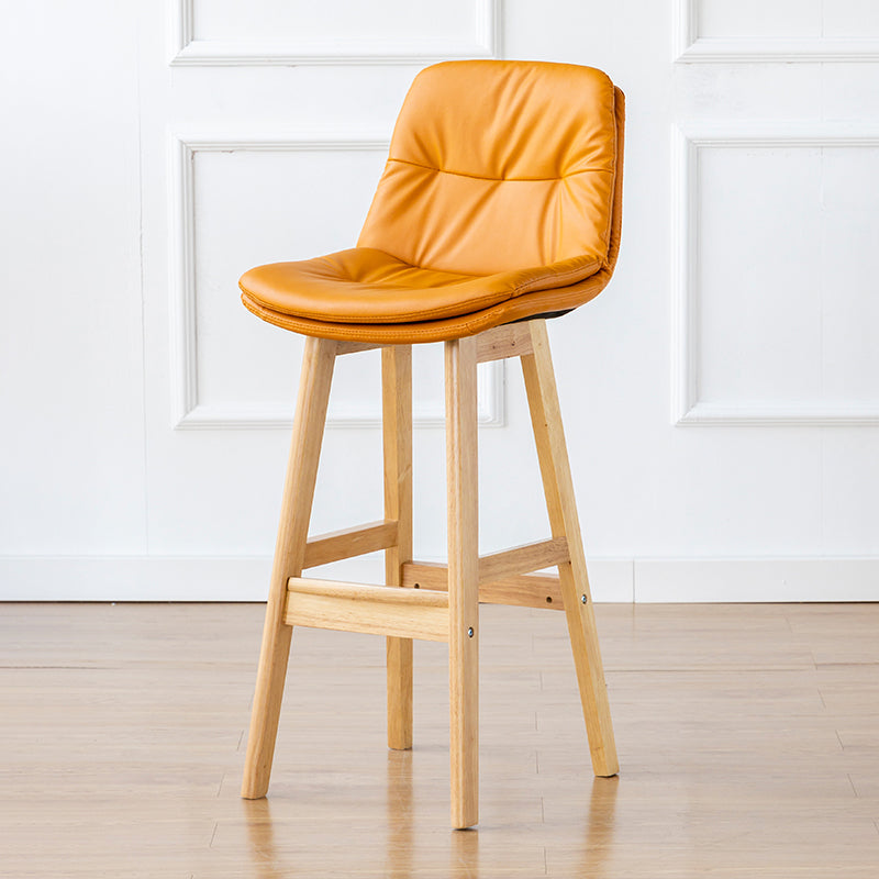 Modern Armless Backrest Counter Stool Wood Milk Tea Shop Bar Stool with Leather Cushion Yellow Natural 1 Piece Clearhalo 'Bar Furniture' 'Bar Stools' 'bar_stools' 'furn' 'furn_bar_stools' 'furniture_bar_stools' 'Kitchen & Dining Furniture' 'kitchen&dining_furn' 'kitchen' 'kitchen_furn' Furniture' 4639754