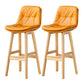 Modern Armless Backrest Counter Stool Wood Milk Tea Shop Bar Stool with Leather Cushion Yellow Natural 2 Piece Set Clearhalo 'Bar Furniture' 'Bar Stools' 'bar_stools' 'furn' 'furn_bar_stools' 'furniture_bar_stools' 'Kitchen & Dining Furniture' 'kitchen&dining_furn' 'kitchen' 'kitchen_furn' Furniture' 4639755
