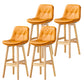 Modern Armless Backrest Counter Stool Wood Milk Tea Shop Bar Stool with Leather Cushion Yellow Natural 4 Piece Set Clearhalo 'Bar Furniture' 'Bar Stools' 'bar_stools' 'furn' 'furn_bar_stools' 'furniture_bar_stools' 'Kitchen & Dining Furniture' 'kitchen&dining_furn' 'kitchen' 'kitchen_furn' Furniture' 4639756