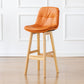 Modern Armless Backrest Counter Stool Wood Milk Tea Shop Bar Stool with Leather Cushion Orange Natural 1 Piece Clearhalo 'Bar Furniture' 'Bar Stools' 'bar_stools' 'furn' 'furn_bar_stools' 'furniture_bar_stools' 'Kitchen & Dining Furniture' 'kitchen&dining_furn' 'kitchen' 'kitchen_furn' Furniture' 4639757