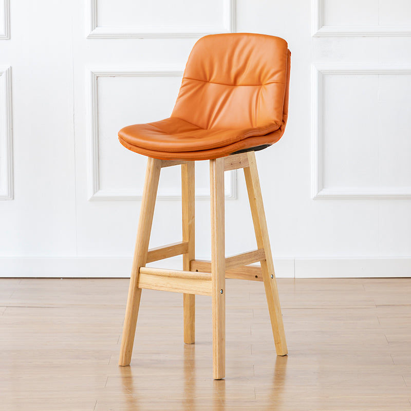 Modern Armless Backrest Counter Stool Wood Milk Tea Shop Bar Stool with Leather Cushion Orange Natural 1 Piece Clearhalo 'Bar Furniture' 'Bar Stools' 'bar_stools' 'furn' 'furn_bar_stools' 'furniture_bar_stools' 'Kitchen & Dining Furniture' 'kitchen&dining_furn' 'kitchen' 'kitchen_furn' Furniture' 4639757