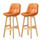 Modern Armless Backrest Counter Stool Wood Milk Tea Shop Bar Stool with Leather Cushion Orange Natural 2 Piece Set Clearhalo 'Bar Furniture' 'Bar Stools' 'bar_stools' 'furn' 'furn_bar_stools' 'furniture_bar_stools' 'Kitchen & Dining Furniture' 'kitchen&dining_furn' 'kitchen' 'kitchen_furn' Furniture' 4639758