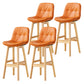 Modern Armless Backrest Counter Stool Wood Milk Tea Shop Bar Stool with Leather Cushion Orange Natural 4 Piece Set Clearhalo 'Bar Furniture' 'Bar Stools' 'bar_stools' 'furn' 'furn_bar_stools' 'furniture_bar_stools' 'Kitchen & Dining Furniture' 'kitchen&dining_furn' 'kitchen' 'kitchen_furn' Furniture' 4639759