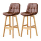 Modern Armless Backrest Counter Stool Wood Milk Tea Shop Bar Stool with Leather Cushion Brown Natural 2 Piece Set Clearhalo 'Bar Furniture' 'Bar Stools' 'bar_stools' 'furn' 'furn_bar_stools' 'furniture_bar_stools' 'Kitchen & Dining Furniture' 'kitchen&dining_furn' 'kitchen' 'kitchen_furn' Furniture' 4639761