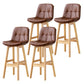 Modern Armless Backrest Counter Stool Wood Milk Tea Shop Bar Stool with Leather Cushion Brown Natural 4 Piece Set Clearhalo 'Bar Furniture' 'Bar Stools' 'bar_stools' 'furn' 'furn_bar_stools' 'furniture_bar_stools' 'Kitchen & Dining Furniture' 'kitchen&dining_furn' 'kitchen' 'kitchen_furn' Furniture' 4639762