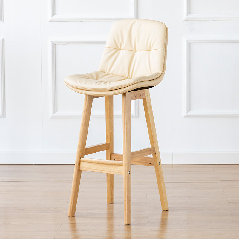 Modern Armless Backrest Counter Stool Wood Milk Tea Shop Bar Stool with Leather Cushion Off-White Natural 1 Piece Clearhalo 'Bar Furniture' 'Bar Stools' 'bar_stools' 'furn' 'furn_bar_stools' 'furniture_bar_stools' 'Kitchen & Dining Furniture' 'kitchen&dining_furn' 'kitchen' 'kitchen_furn' Furniture' 4639763