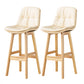 Modern Armless Backrest Counter Stool Wood Milk Tea Shop Bar Stool with Leather Cushion Off-White Natural 2 Piece Set Clearhalo 'Bar Furniture' 'Bar Stools' 'bar_stools' 'furn' 'furn_bar_stools' 'furniture_bar_stools' 'Kitchen & Dining Furniture' 'kitchen&dining_furn' 'kitchen' 'kitchen_furn' Furniture' 4639764