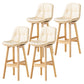 Modern Armless Backrest Counter Stool Wood Milk Tea Shop Bar Stool with Leather Cushion Off-White Natural 4 Piece Set Clearhalo 'Bar Furniture' 'Bar Stools' 'bar_stools' 'furn' 'furn_bar_stools' 'furniture_bar_stools' 'Kitchen & Dining Furniture' 'kitchen&dining_furn' 'kitchen' 'kitchen_furn' Furniture' 4639765