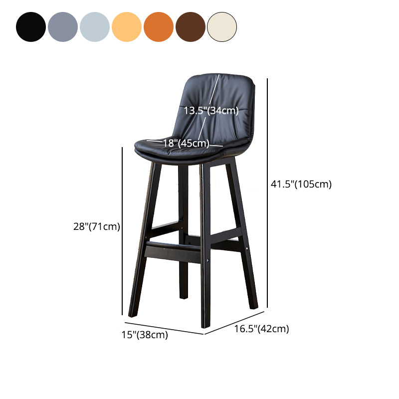 Modern Armless Backrest Counter Stool Wood Milk Tea Shop Bar Stool with Leather Cushion Clearhalo 'Bar Furniture' 'Bar Stools' 'bar_stools' 'furn' 'furn_bar_stools' 'furniture_bar_stools' 'Kitchen & Dining Furniture' 'kitchen&dining_furn' 'kitchen' 'kitchen_furn' Furniture' 4639766