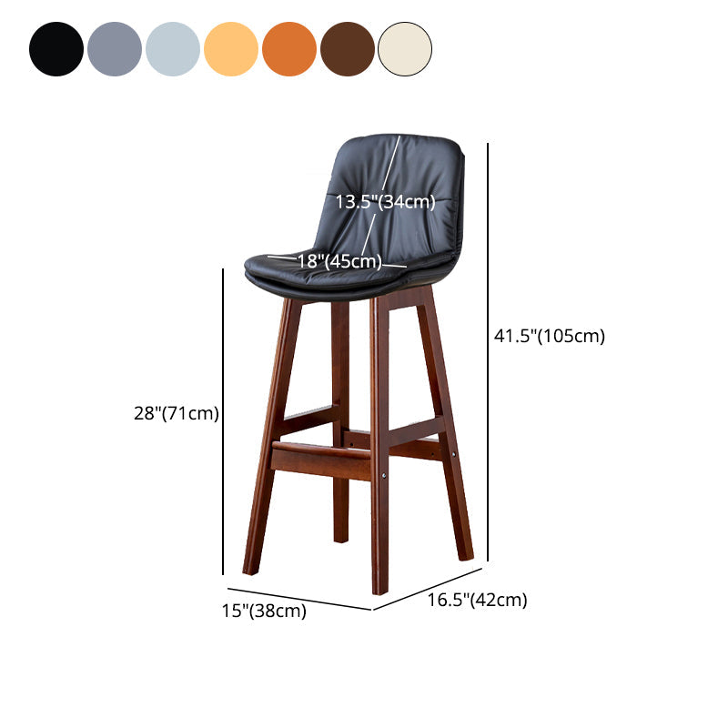 Modern Armless Backrest Counter Stool Wood Milk Tea Shop Bar Stool with Leather Cushion Clearhalo 'Bar Furniture' 'Bar Stools' 'bar_stools' 'furn' 'furn_bar_stools' 'furniture_bar_stools' 'Kitchen & Dining Furniture' 'kitchen&dining_furn' 'kitchen' 'kitchen_furn' Furniture' 4639767