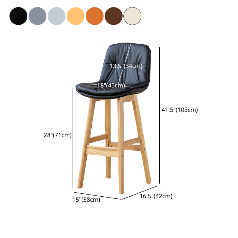 Modern Armless Backrest Counter Stool Wood Milk Tea Shop Bar Stool with Leather Cushion Clearhalo 'Bar Furniture' 'Bar Stools' 'bar_stools' 'furn' 'furn_bar_stools' 'furniture_bar_stools' 'Kitchen & Dining Furniture' 'kitchen&dining_furn' 'kitchen' 'kitchen_furn' Furniture' 4639768