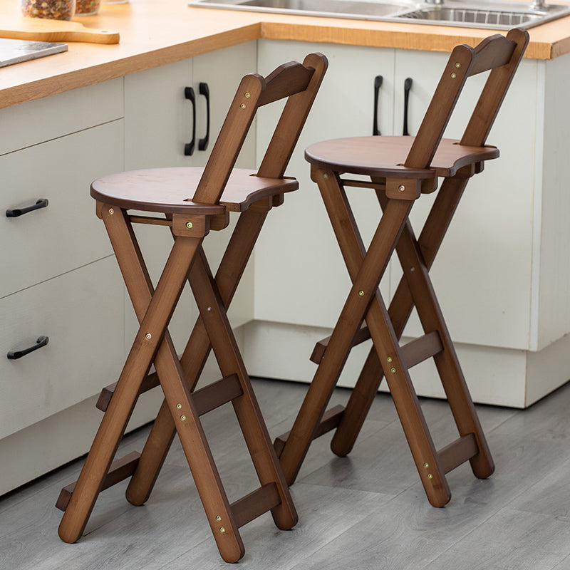 Contemporary Solid Wood Folding Bar Stool Indoor Barstools With Low Back Clearhalo 'Bar Furniture' 'Bar Stools' 'bar_stools' 'furn' 'furn_bar_stools' 'furniture_bar_stools' 'Kitchen & Dining Furniture' 'kitchen&dining_furn' 'kitchen' 'kitchen_furn' Furniture' 4639776
