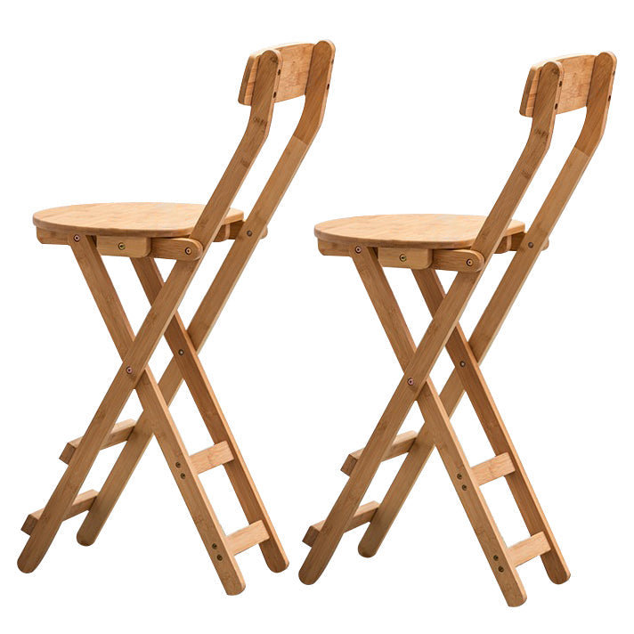 Contemporary Solid Wood Folding Bar Stool Indoor Barstools With Low Back Light Tan 2 Piece Set Counter Stool (24"H) Clearhalo 'Bar Furniture' 'Bar Stools' 'bar_stools' 'furn' 'furn_bar_stools' 'furniture_bar_stools' 'Kitchen & Dining Furniture' 'kitchen&dining_furn' 'kitchen' 'kitchen_furn' Furniture' 4639778
