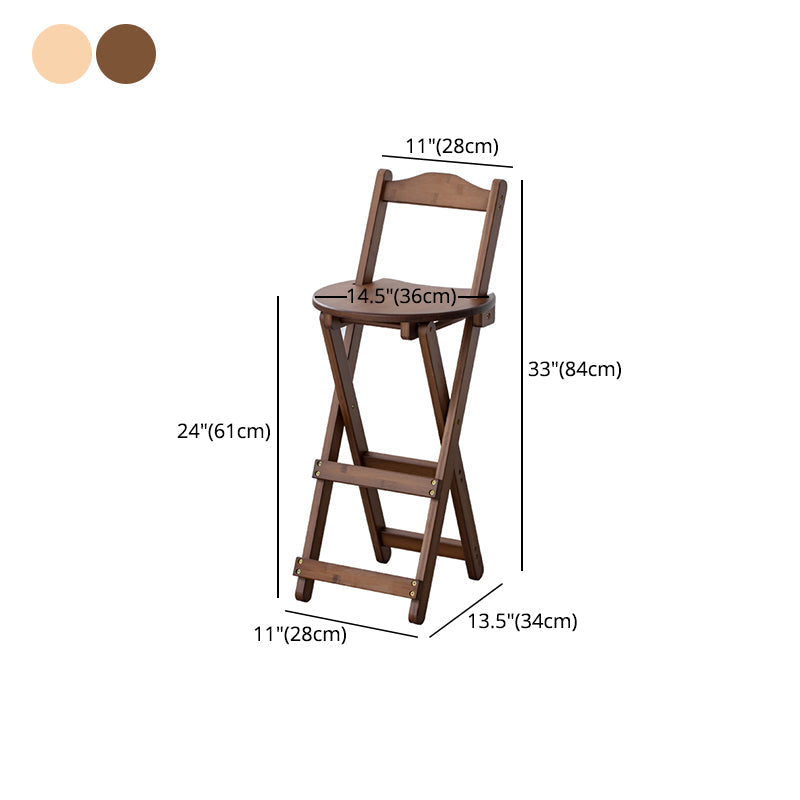 Contemporary Solid Wood Folding Bar Stool Indoor Barstools With Low Back Clearhalo 'Bar Furniture' 'Bar Stools' 'bar_stools' 'furn' 'furn_bar_stools' 'furniture_bar_stools' 'Kitchen & Dining Furniture' 'kitchen&dining_furn' 'kitchen' 'kitchen_furn' Furniture' 4639792