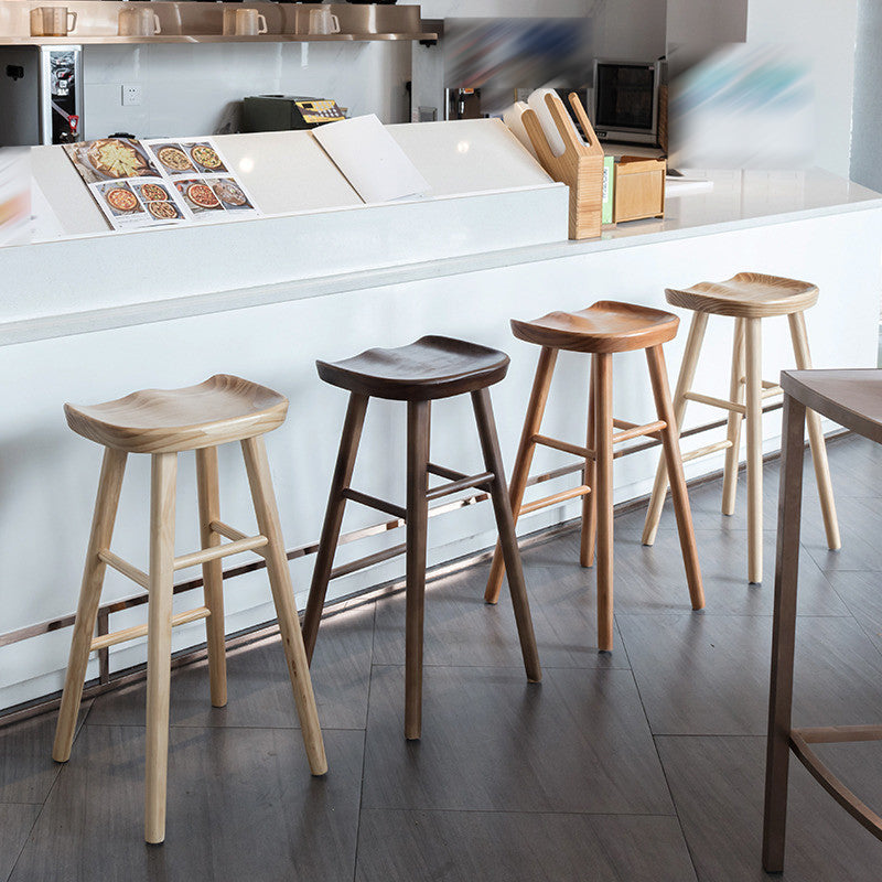 Modern Style Solid Wood Bar Stool with Footrest Living Room Simple Bar Stool 30-inches Clearhalo 'Bar Furniture' 'Bar Stools' 'bar_stools' 'furn' 'furn_bar_stools' 'furniture_bar_stools' 'Kitchen & Dining Furniture' 'kitchen&dining_furn' 'kitchen' 'kitchen_furn' Furniture' 4639795