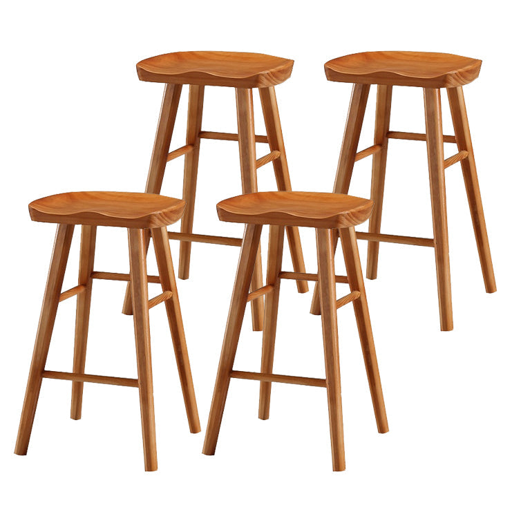 Modern Style Solid Wood Bar Stool with Footrest Living Room Simple Bar Stool 30-inches Light Brown 4 Piece Set Short Stool(22"H) Clearhalo 'Bar Furniture' 'Bar Stools' 'bar_stools' 'furn' 'furn_bar_stools' 'furniture_bar_stools' 'Kitchen & Dining Furniture' 'kitchen&dining_furn' 'kitchen' 'kitchen_furn' Furniture' 4639806