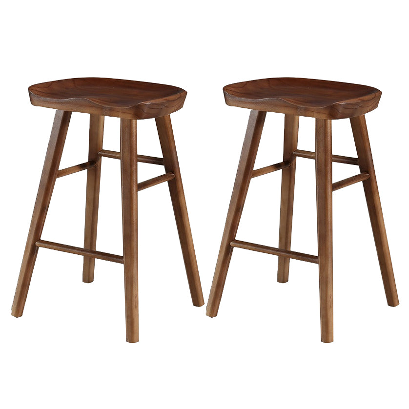 Modern Style Solid Wood Bar Stool with Footrest Living Room Simple Bar Stool 30-inches Walnut 2 Piece Set Short Stool(22"H) Clearhalo 'Bar Furniture' 'Bar Stools' 'bar_stools' 'furn' 'furn_bar_stools' 'furniture_bar_stools' 'Kitchen & Dining Furniture' 'kitchen&dining_furn' 'kitchen' 'kitchen_furn' Furniture' 4639810