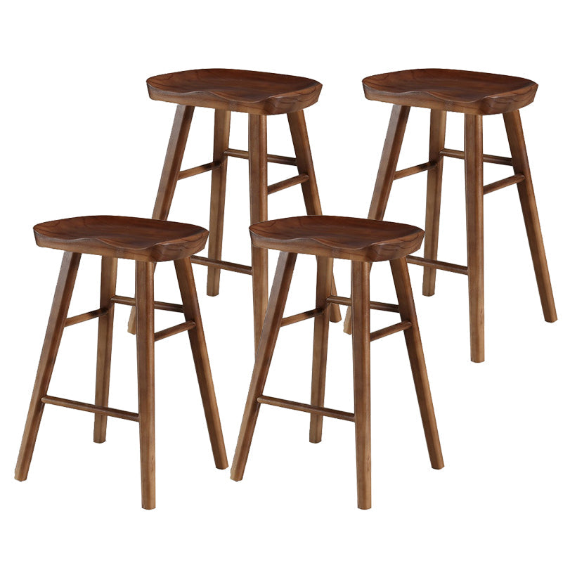 Modern Style Solid Wood Bar Stool with Footrest Living Room Simple Bar Stool 30-inches Walnut 4 Piece Set Short Stool(22"H) Clearhalo 'Bar Furniture' 'Bar Stools' 'bar_stools' 'furn' 'furn_bar_stools' 'furniture_bar_stools' 'Kitchen & Dining Furniture' 'kitchen&dining_furn' 'kitchen' 'kitchen_furn' Furniture' 4639812