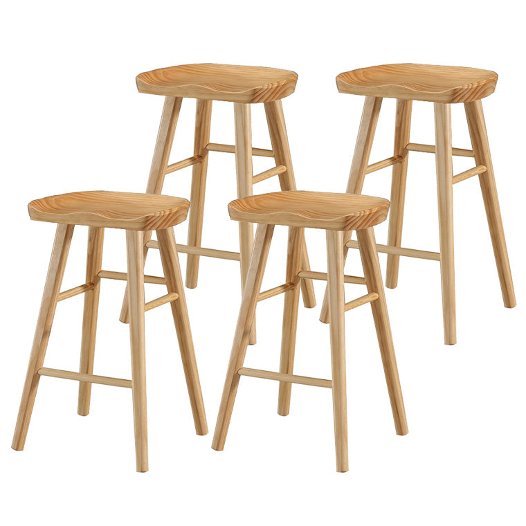 Modern Style Solid Wood Bar Stool with Footrest Living Room Simple Bar Stool 30-inches Wood 4 Piece Set Counter Stool(26"H) Clearhalo 'Bar Furniture' 'Bar Stools' 'bar_stools' 'furn' 'furn_bar_stools' 'furniture_bar_stools' 'Kitchen & Dining Furniture' 'kitchen&dining_furn' 'kitchen' 'kitchen_furn' Furniture' 4639817