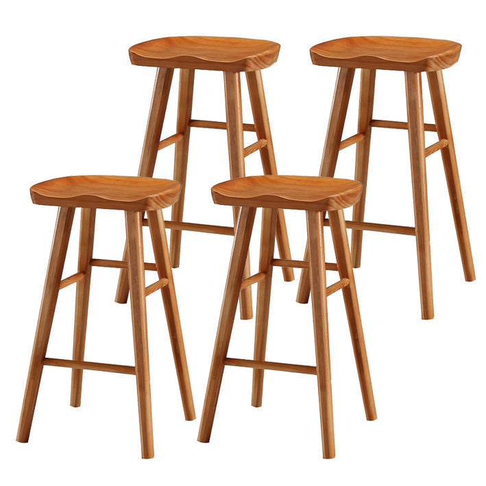 Modern Style Solid Wood Bar Stool with Footrest Living Room Simple Bar Stool 30-inches Light Brown 4 Piece Set Counter Stool(26"H) Clearhalo 'Bar Furniture' 'Bar Stools' 'bar_stools' 'furn' 'furn_bar_stools' 'furniture_bar_stools' 'Kitchen & Dining Furniture' 'kitchen&dining_furn' 'kitchen' 'kitchen_furn' Furniture' 4639821