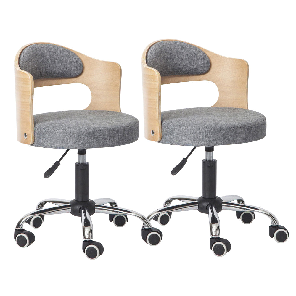Modern Adjustable Rotatable Counter Stool Steel Study Bar Stool with Cushion and Pulley Grey 2 Piece Set Clearhalo 'Bar Furniture' 'Bar Stools' 'bar_stools' 'furn' 'furn_bar_stools' 'furniture_bar_stools' 'Kitchen & Dining Furniture' 'kitchen&dining_furn' 'kitchen' 'kitchen_furn' Furniture' 4639840