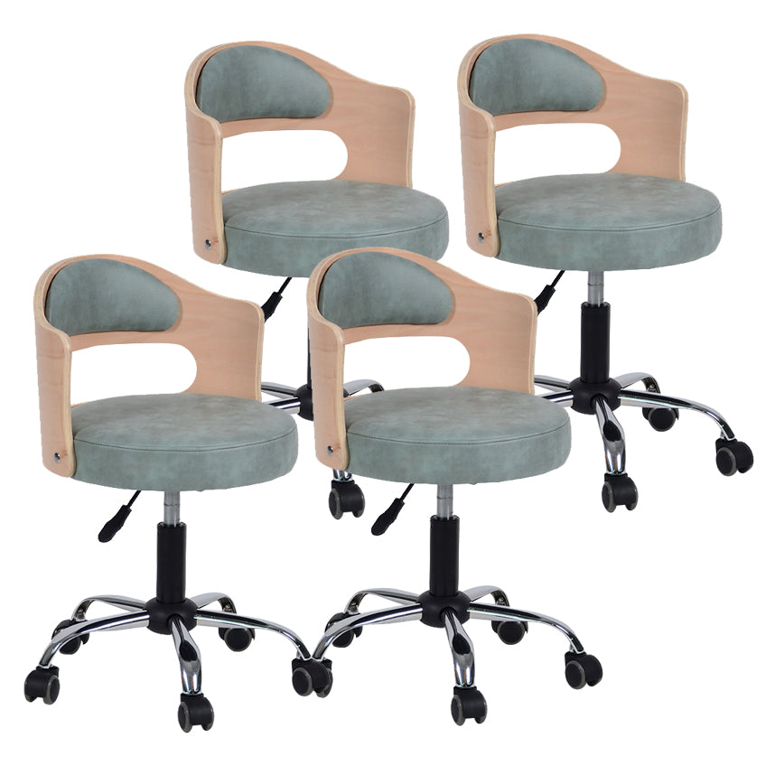 Modern Adjustable Rotatable Counter Stool Steel Study Bar Stool with Cushion and Pulley Light Green 4 Piece Set Clearhalo 'Bar Furniture' 'Bar Stools' 'bar_stools' 'furn' 'furn_bar_stools' 'furniture_bar_stools' 'Kitchen & Dining Furniture' 'kitchen&dining_furn' 'kitchen' 'kitchen_furn' Furniture' 4639848
