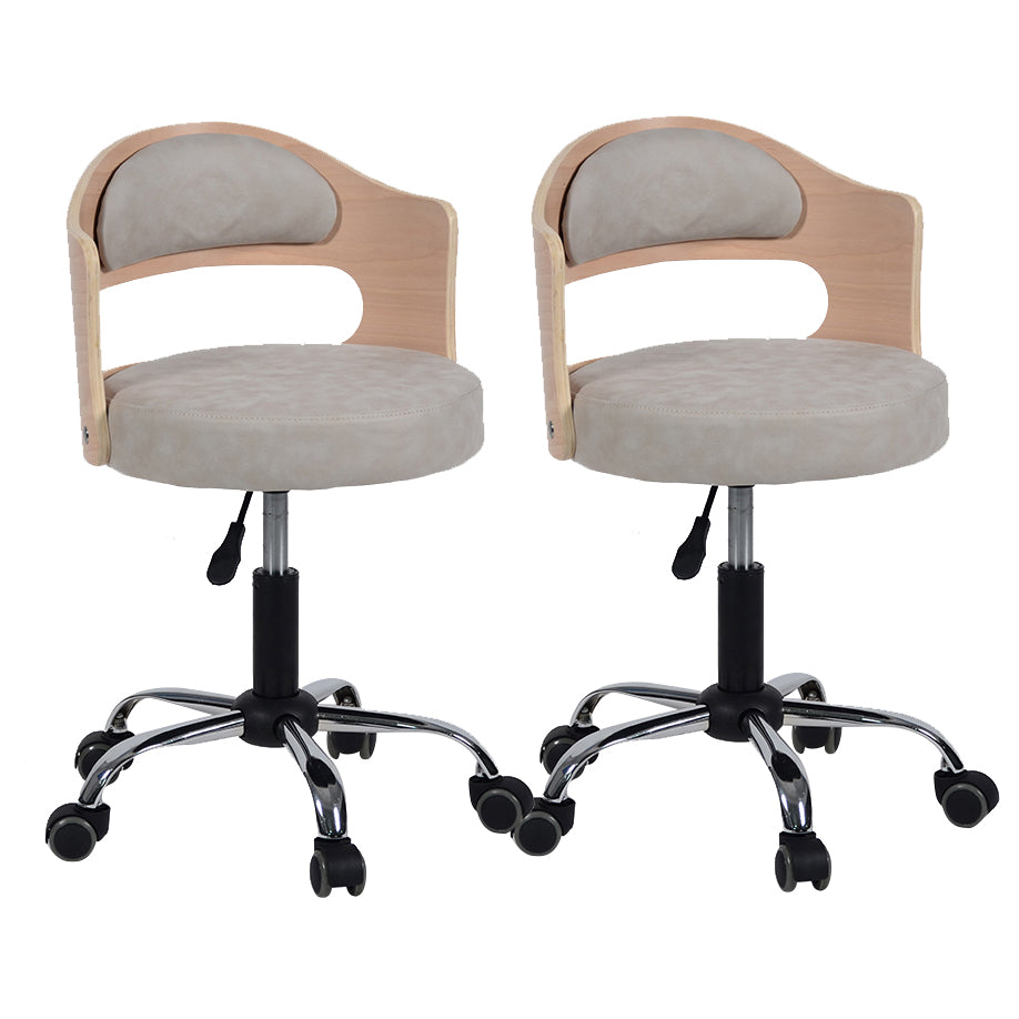 Modern Adjustable Rotatable Counter Stool Steel Study Bar Stool with Cushion and Pulley Khaki 2 Piece Set Clearhalo 'Bar Furniture' 'Bar Stools' 'bar_stools' 'furn' 'furn_bar_stools' 'furniture_bar_stools' 'Kitchen & Dining Furniture' 'kitchen&dining_furn' 'kitchen' 'kitchen_furn' Furniture' 4639850