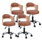 Modern Adjustable Rotatable Counter Stool Steel Study Bar Stool with Cushion and Pulley Light Brown 4 Piece Set Clearhalo 'Bar Furniture' 'Bar Stools' 'bar_stools' 'furn' 'furn_bar_stools' 'furniture_bar_stools' 'Kitchen & Dining Furniture' 'kitchen&dining_furn' 'kitchen' 'kitchen_furn' Furniture' 4639854