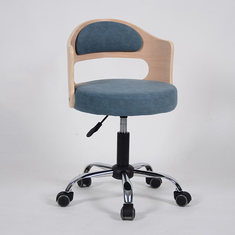Modern Adjustable Rotatable Counter Stool Steel Study Bar Stool with Cushion and Pulley Ocean Blue 1 Piece Clearhalo 'Bar Furniture' 'Bar Stools' 'bar_stools' 'furn' 'furn_bar_stools' 'furniture_bar_stools' 'Kitchen & Dining Furniture' 'kitchen&dining_furn' 'kitchen' 'kitchen_furn' Furniture' 4639855