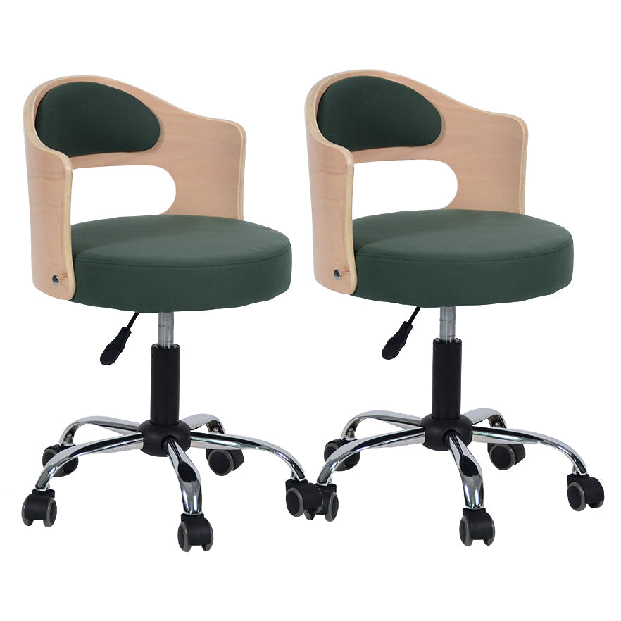 Modern Adjustable Rotatable Counter Stool Steel Study Bar Stool with Cushion and Pulley Blackish Green 2 Piece Set Clearhalo 'Bar Furniture' 'Bar Stools' 'bar_stools' 'furn' 'furn_bar_stools' 'furniture_bar_stools' 'Kitchen & Dining Furniture' 'kitchen&dining_furn' 'kitchen' 'kitchen_furn' Furniture' 4639859