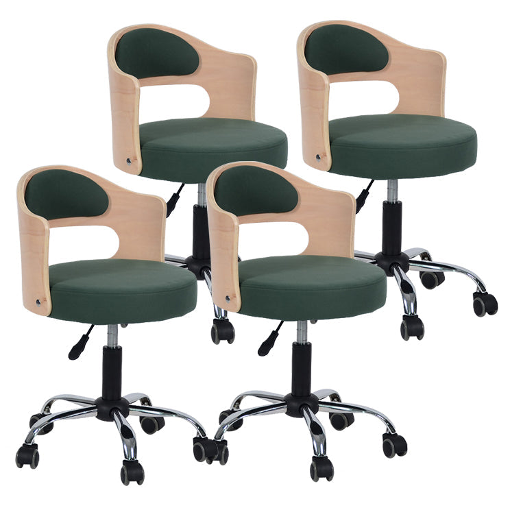 Modern Adjustable Rotatable Counter Stool Steel Study Bar Stool with Cushion and Pulley Blackish Green 4 Piece Set Clearhalo 'Bar Furniture' 'Bar Stools' 'bar_stools' 'furn' 'furn_bar_stools' 'furniture_bar_stools' 'Kitchen & Dining Furniture' 'kitchen&dining_furn' 'kitchen' 'kitchen_furn' Furniture' 4639860