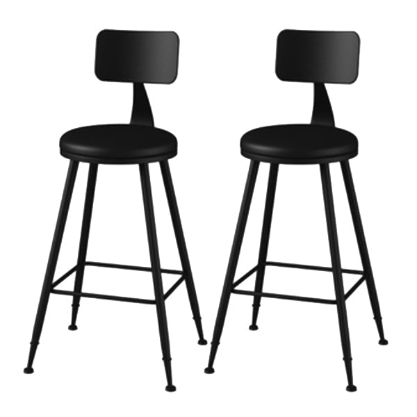 Modern Armless Backrest Counter Stool Iron Study Bar Stool with Leather Cushion and Pedal Black 2 Piece Set Counter Stool(26"H) Clearhalo 'Bar Furniture' 'Bar Stools' 'bar_stools' 'furn' 'furn_bar_stools' 'furniture_bar_stools' 'Kitchen & Dining Furniture' 'kitchen&dining_furn' 'kitchen' 'kitchen_furn' Furniture' 4639863