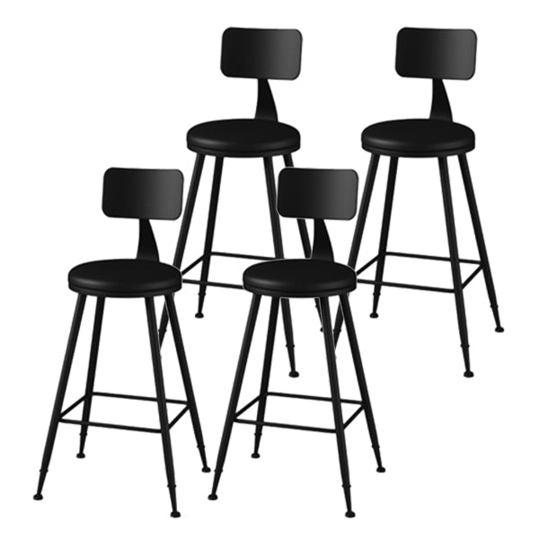 Modern Armless Backrest Counter Stool Iron Study Bar Stool with Leather Cushion and Pedal Black 4 Piece Set Counter Stool(26"H) Clearhalo 'Bar Furniture' 'Bar Stools' 'bar_stools' 'furn' 'furn_bar_stools' 'furniture_bar_stools' 'Kitchen & Dining Furniture' 'kitchen&dining_furn' 'kitchen' 'kitchen_furn' Furniture' 4639865