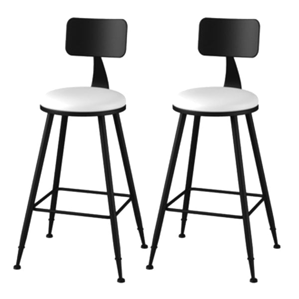 Modern Armless Backrest Counter Stool Iron Study Bar Stool with Leather Cushion and Pedal White 2 Piece Set Counter Stool(26"H) Clearhalo 'Bar Furniture' 'Bar Stools' 'bar_stools' 'furn' 'furn_bar_stools' 'furniture_bar_stools' 'Kitchen & Dining Furniture' 'kitchen&dining_furn' 'kitchen' 'kitchen_furn' Furniture' 4639867