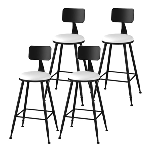 Modern Armless Backrest Counter Stool Iron Study Bar Stool with Leather Cushion and Pedal White 4 Piece Set Counter Stool(26"H) Clearhalo 'Bar Furniture' 'Bar Stools' 'bar_stools' 'furn' 'furn_bar_stools' 'furniture_bar_stools' 'Kitchen & Dining Furniture' 'kitchen&dining_furn' 'kitchen' 'kitchen_furn' Furniture' 4639868
