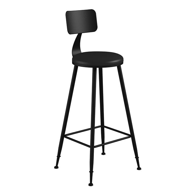 Modern Armless Backrest Counter Stool Iron Study Bar Stool with Leather Cushion and Pedal Clearhalo 'Bar Furniture' 'Bar Stools' 'bar_stools' 'furn' 'furn_bar_stools' 'furniture_bar_stools' 'Kitchen & Dining Furniture' 'kitchen&dining_furn' 'kitchen' 'kitchen_furn' Furniture' 4639870